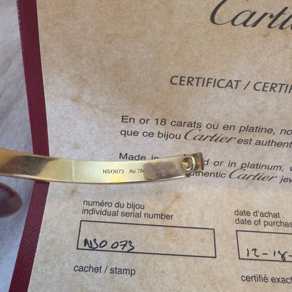 Cartier Love Bracelet 18K Yellow Gold Size 18 - Picture 10 of 10